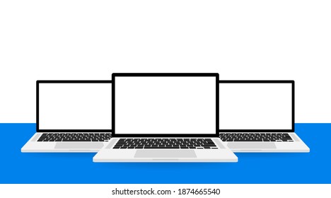 Flat mock up laptop for web site design. Awesome mock up laptop, great design for any purposes.