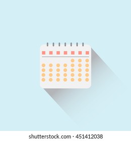 Flat moder calendar on the wall with shadow.