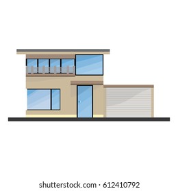 Flat Moder House With Big Windows, Garden And Garage