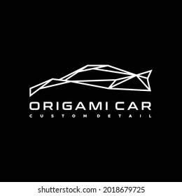 Flat modern abstract geometric lines origami car logo