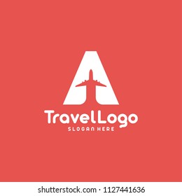 Flat Modern A-Initial Travel logo designs concept vector