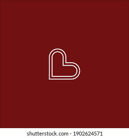 Flat Modern B Letter as Heart Logo Icon Emblem Cute Love Shape Minimal Simple Unique Linear Logo. Vector Template.