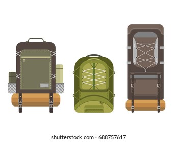 Flat modern backpacks set
