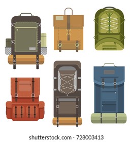 Flat modern backpacks set