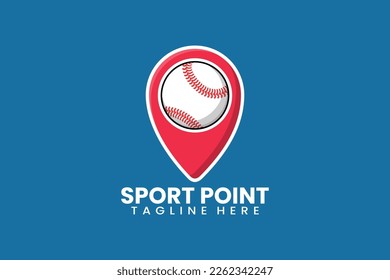 Flat modern baseball pin point logo template vector illustration