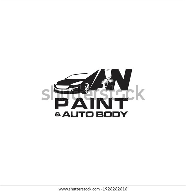 Flat and Modern Black Auto Sprayer, Auto Paint and Body\
car Logo Design 