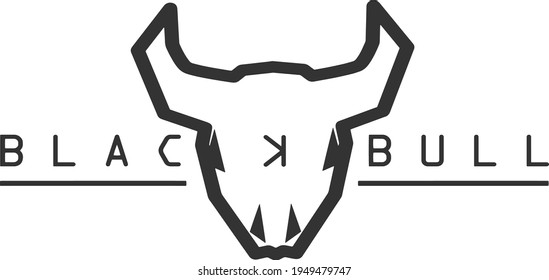 Flat modern black bull logo design