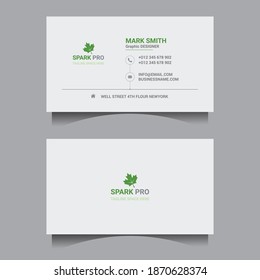 Flat and Modern Business Card design with leaf logo