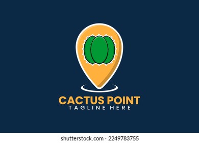 Flat modern cactus pin point logo template vector illustration