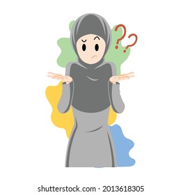 Flat and modern character of curious hijab girl ,for those of you who need curious people illustration for presentation,book illustration,stop motion,and etc. 