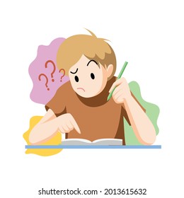 Carácter plano y moderno de estudiante curioso, para aquellos que necesitan ilustraciones curiosas para su presentación, ilustración de libros, movimiento de parada, etc. 