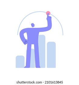 Flat modern character makes fine-tuning of the business process. Business Concept illustration with man taking part in business activities. Vector illustration