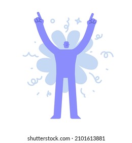 Flat modern character spends time at a corporate party. Business Concept illustration with man taking part in business activities. Vector illustration
