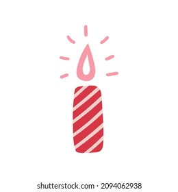 Flat modern Christmas candle. Vector icon illustration.
