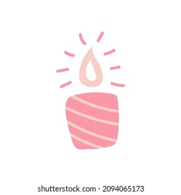 Flat modern Christmas candle. Vector icon illustration.