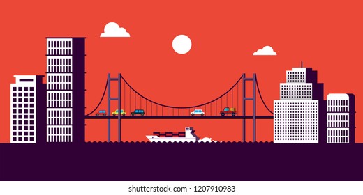 Flat Modern City Illustration