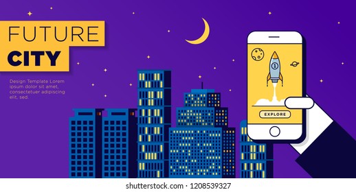 Flat Modern City Illustration Web Header