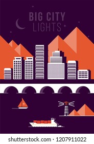 Flat Modern City Scape Illustration
