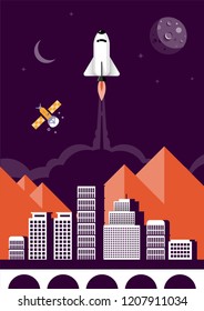 Flat Modern City Scape Illustration