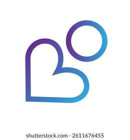 Flat Modern Colorful B Letter as Heart Logo Icon Emblem EPS10
