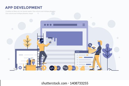 Flat Modern Concept Illustration - App development