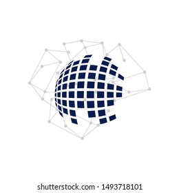 Flat Modern Connection Dots Logo design vector illustration Technology abstract dot connection cross icon