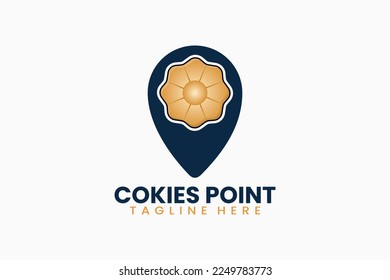 Flat modern cookies pin point logo template vector illustration