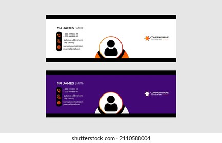  Flat and modern Creative and clean, email signature vector template for your business or company with two color background