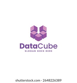 Design de logotipo de cubo moderno plano