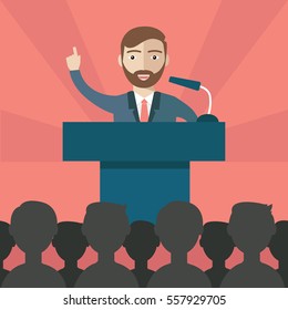 Flat modern design of Businessman presenting his ideas