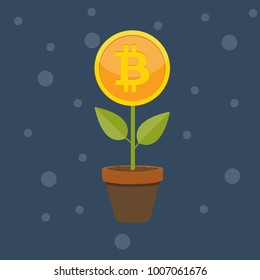 Flat modern design concept of bitcoin cryptocurrency technology, mining, e-wallet. EPS10