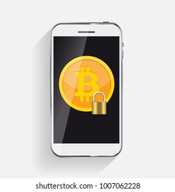 Flat modern design concept of bitcoin cryptocurrency technology, mining, e-wallet. EPS10