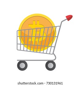 Flat modern design concept of bitcoin cryptocurrency technology, mining, e-wallet. EPS10