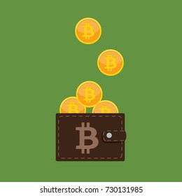 Flat modern design concept of bitcoin cryptocurrency technology, mining, e-wallet. EPS10