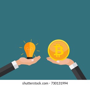 Flat modern design concept of bitcoin cryptocurrency technology, mining, e-wallet. EPS10