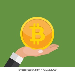 Flat modern design concept of bitcoin cryptocurrency technology, mining, e-wallet. EPS10
