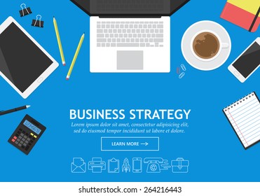 Flat modern design concept for business strategy website banner