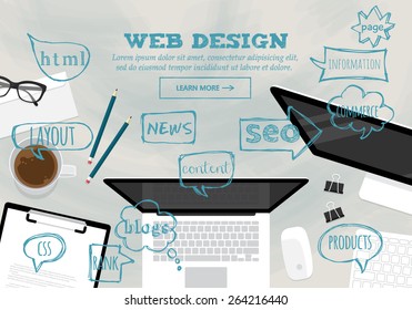 Flat modern design concept for web design website banner
