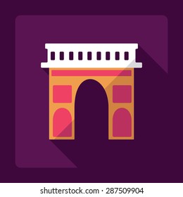 Flat modern design with shadow Arc de Triomphe