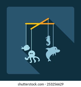 Flat modern design with shadow baby hanging toy