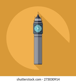 Flat modern design with shadow Big Ben