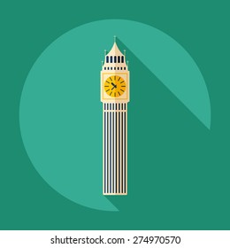Flat modern design with shadow Big Ben
