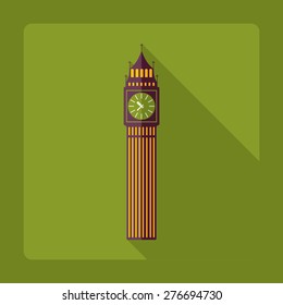 Flat modern design with shadow Big Ben