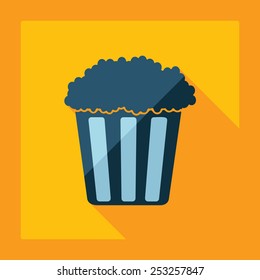 Flat modern design with shadow  bucket of popcorn