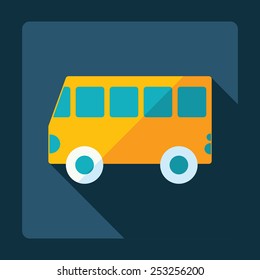 Flat modern design with shadow, bus, public transportation