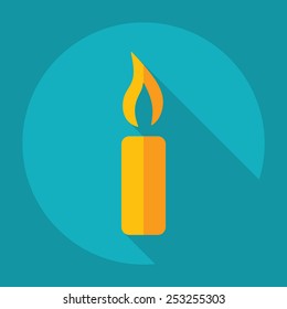 Flat modern design with shadow, candle
