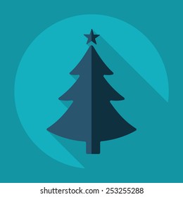 Flat modern design with shadow, Christmas tree