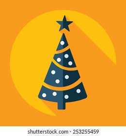 Flat modern design with shadow, Christmas tree