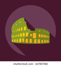 Flat modern design with shadow Colosseum Icon