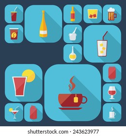 Flat modern design with shadow container a drink